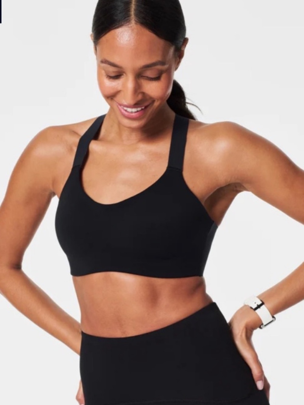 SPANX | Mid Impact Black Seamless Scoop-Neck Sports Bra